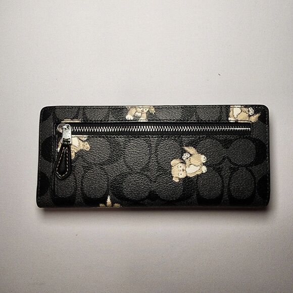 NWT Coach CC927 Creatures Happy Dog Slim Black Multi Wallet - Picture 2 of 4